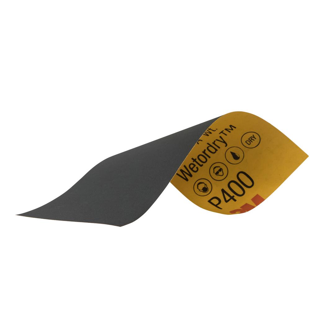 3M Wet or Dry 3-2/3 inch x 9 inch 400 Grit Sandpaper (5-Pack) (Case of 18) by 3M
