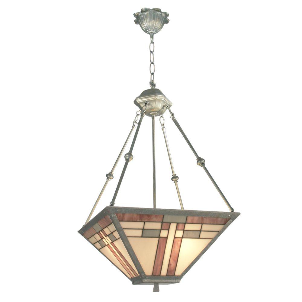 Dale Tiffany Purple Miss 3Light Silver Inverted Hanging Pendant