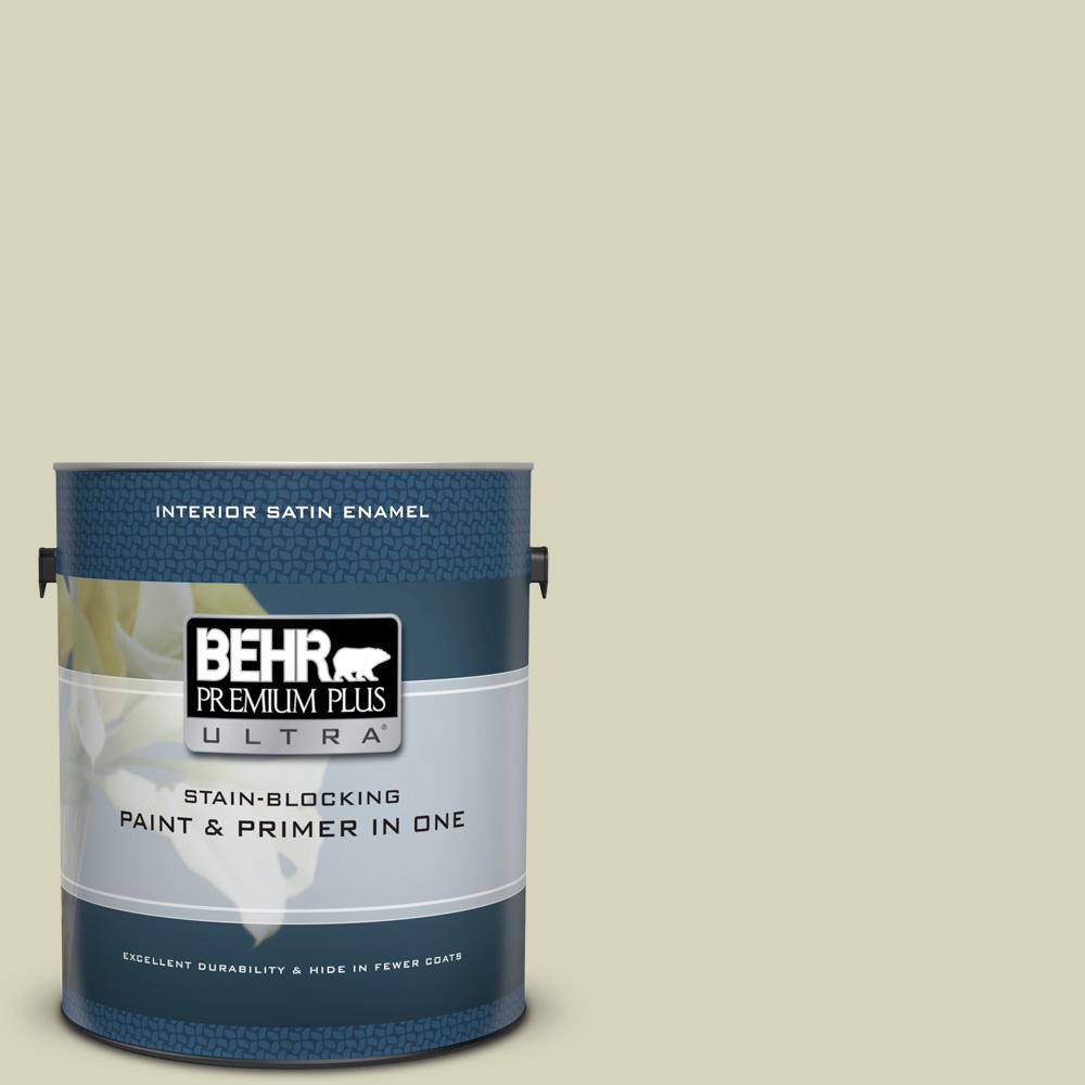 Behr Premium Plus Ultra 1 Gal Ppu9 17 Pale Cucumber Satin Enamel