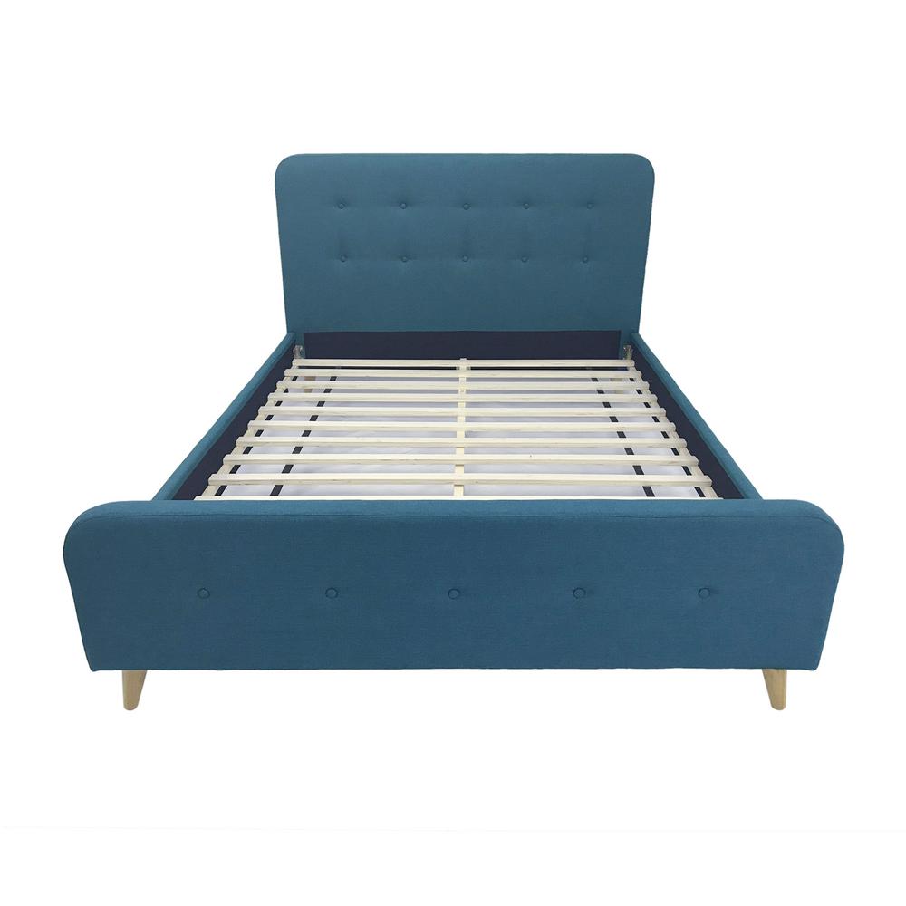 Noble House Priya Mid Century Modern Queen Size Blue Fabric And Wood Noble House Priya Mid Century Modern Queen Size Blue Fabric And Wood Bed Frame