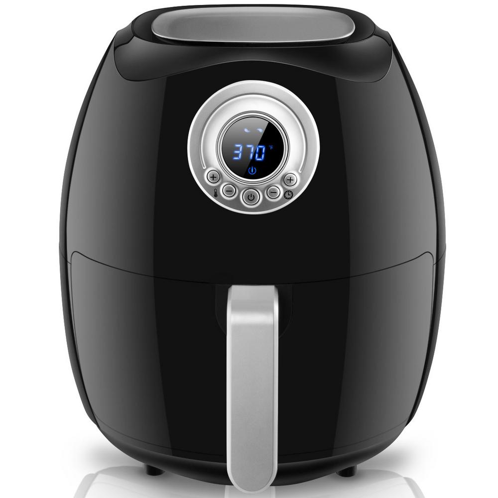 1500W 4.8 Qt. Black Hot Air Fryer Oilless with LCD Screen Timer and Temperature Control