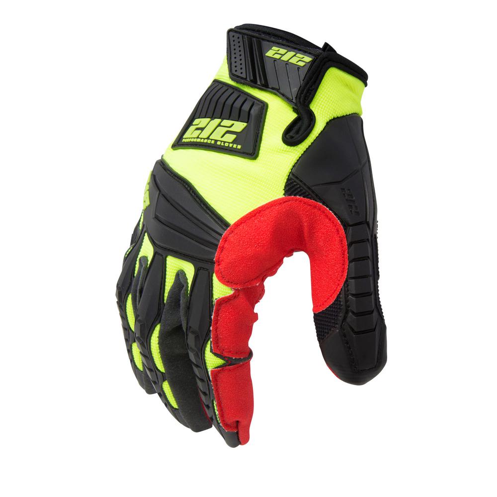red and yellow football gloves