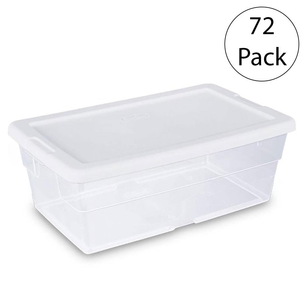 Sterilite Large File Clip Box Clear Storage Tote Container with Lid (18
