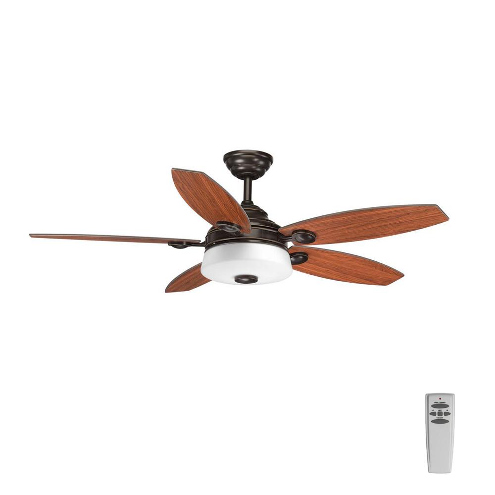 Progress Lighting Graceful Collection 54 In Led Indoor Antique Progress Lighting Graceful Collection 54 In Led Indoor Antique Bronze Rustic Ceiling Fan With Light