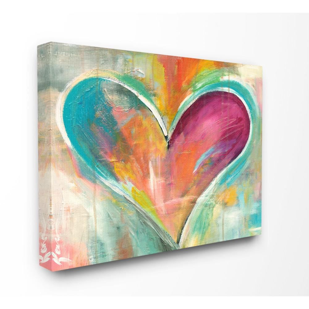 Stupell Industries 24 In X 30 In Abstract Colorful Textural Heart Painting By Artist Kami Lerner Canvas Wall Art Ccp 287 Cn 24x30 The Home Depot
