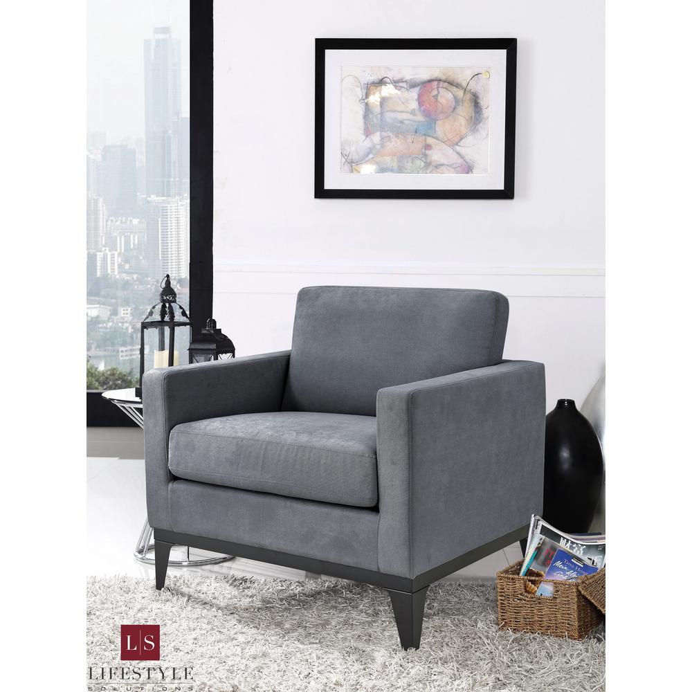 Lifestyle Solutions Delray Large Chair With Hardwood Frame Quality Fabric Grey Lschels1u2511 The Home Depot