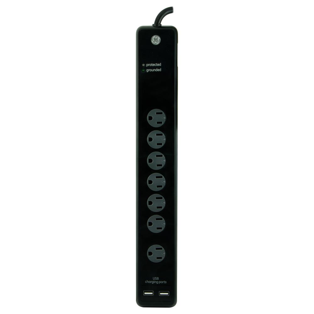 GE 7 Outlet, 2 USB Advanced Surge Protector25795 The Home Depot