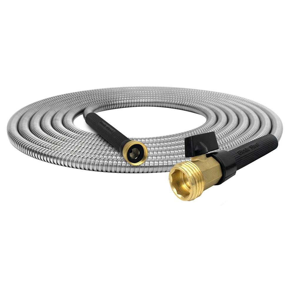 Bionic Steel 5/8 in. Dia x 100 ft. Heavy-Duty Stainless Steel with Brass Fitting Garden Hose