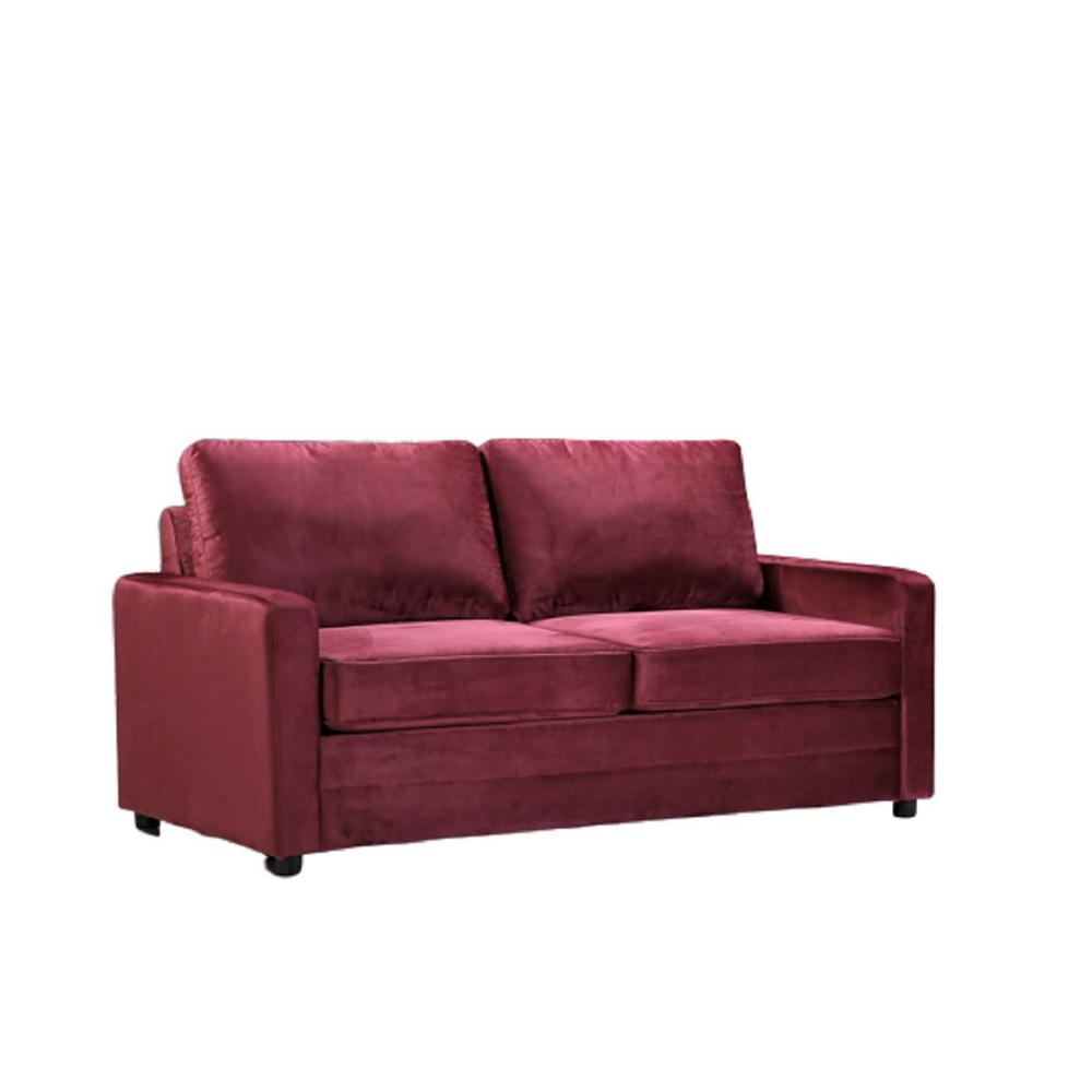 US PRIDE FURNITURE Rivian 61.5 in. Burgundy Velvet 2-Seater Twin