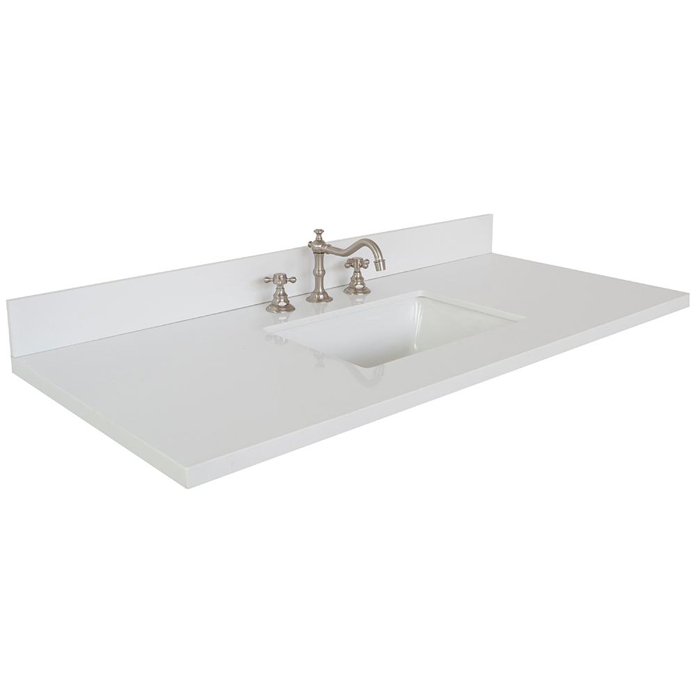 Bellaterra Home Ragusa Ii 49 In W X 22 In D Quartz Single Basin Vanity Top In White With White Rectangle Basin Bt4302 49 Wer The Home Depot