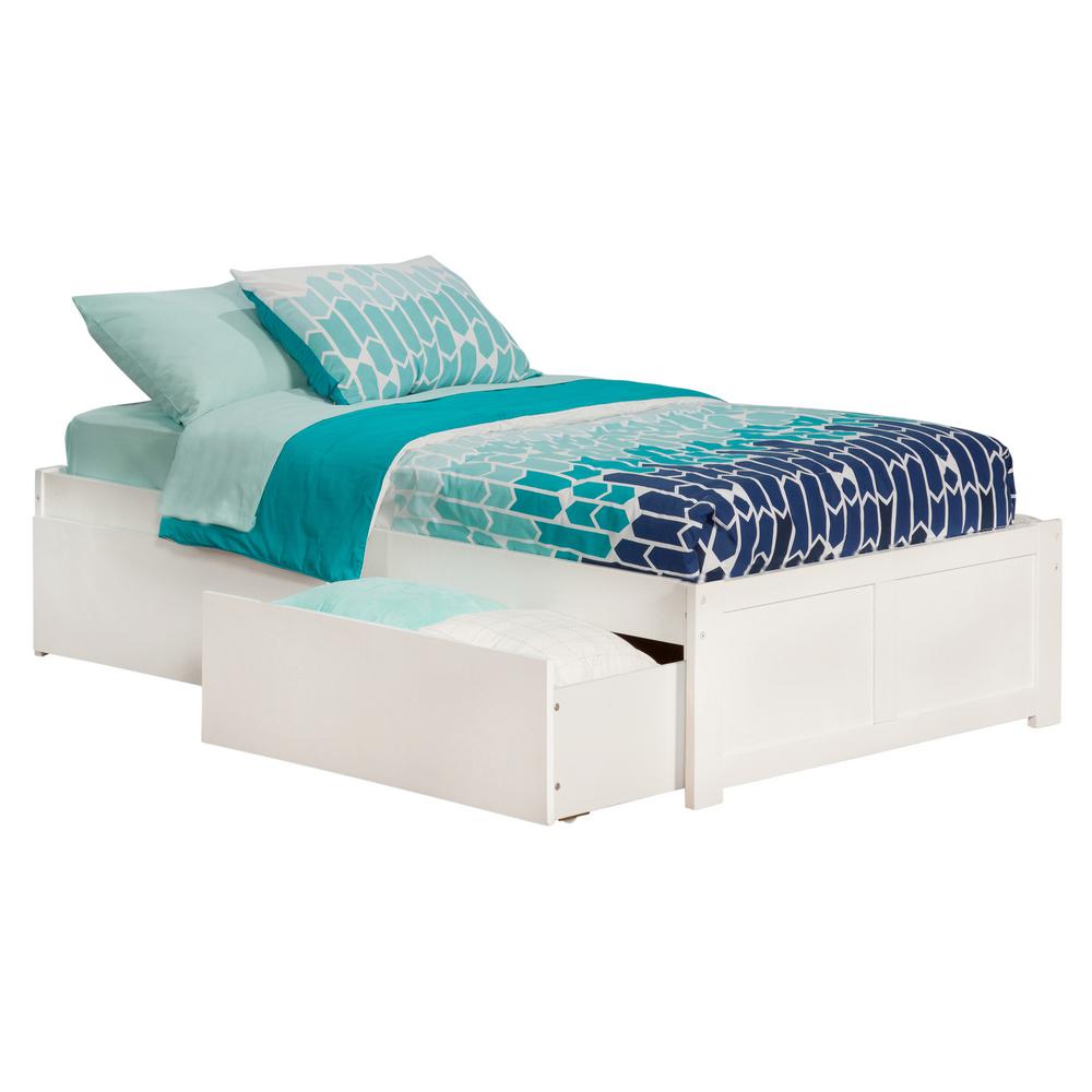 Atlantic Furniture Concord White Twin Platform Bed With Flat Panel Atlantic Furniture Concord White Twin Platform Bed With Flat Panel Foot Board And 2 Urban