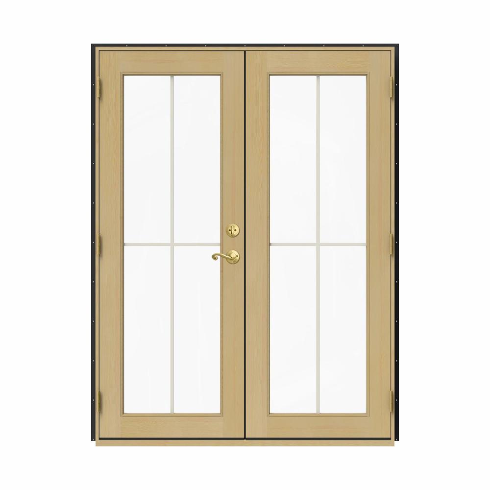 JELDWEN 60 in. x 80 in. W2500 Bronze Clad Wood RightHand 4 Lite French Patio Door w