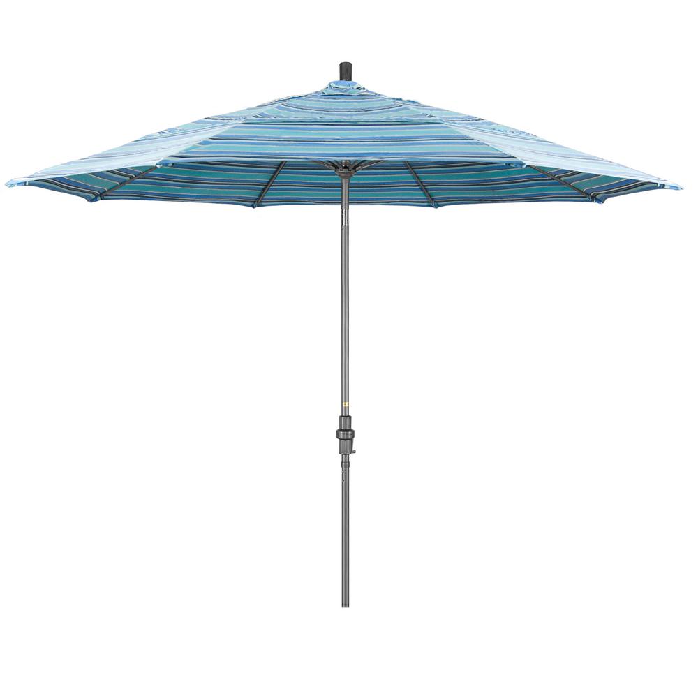 California Umbrella 11 Ft Hammertone Grey Aluminum Market Patio Umbrella With Collar Tilt Crank Lift In Dolce Oasis Sunbrella Gscuf118010 56001 Dwv The Home Depot