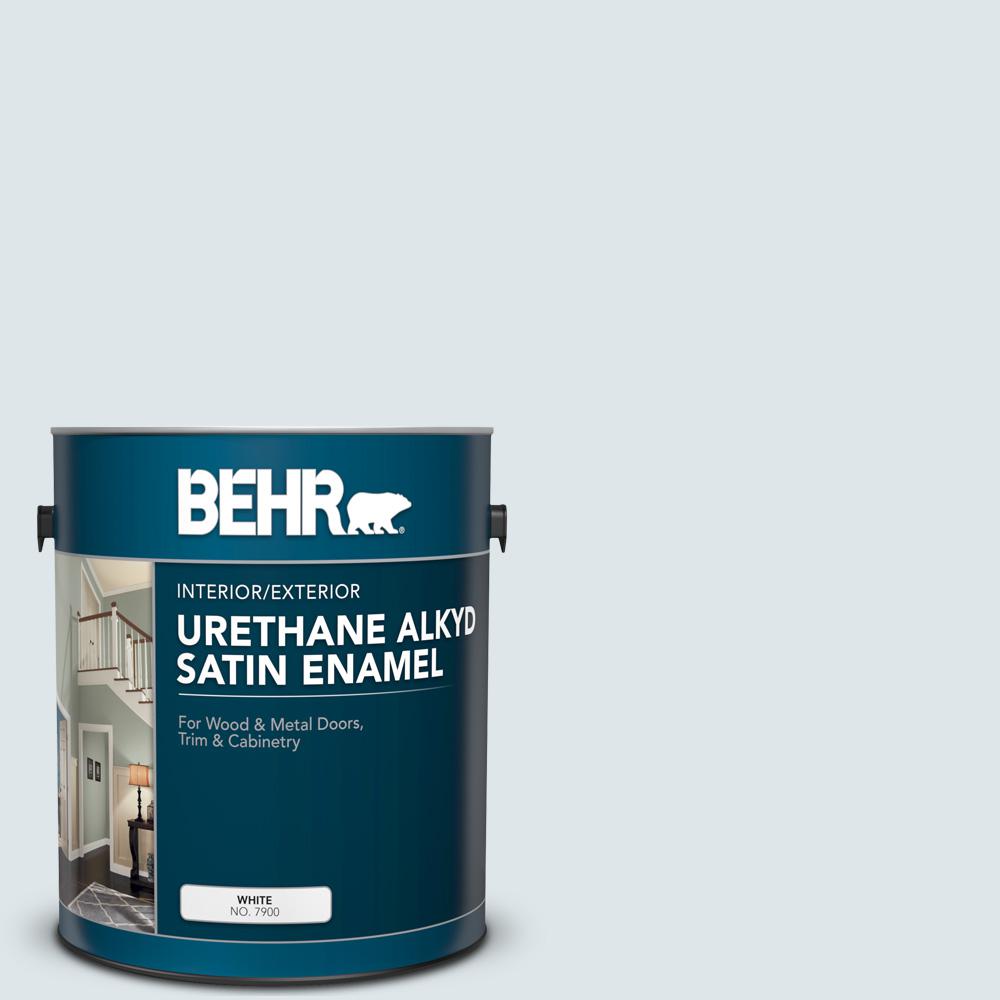 Behr 1 Gal Bl W03 Blue Bird Day Urethane Alkyd Satin Enamel Interior Exterior Paint 790001 The Home Depot