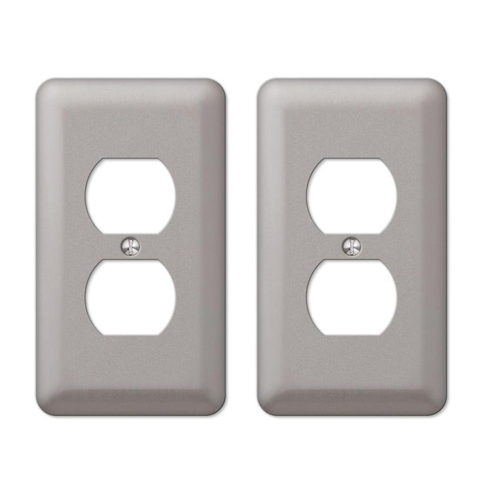 Hampton Bay Declan 1 Duplex Outlet Plate in Pewter (2Pack)2DPWHB2