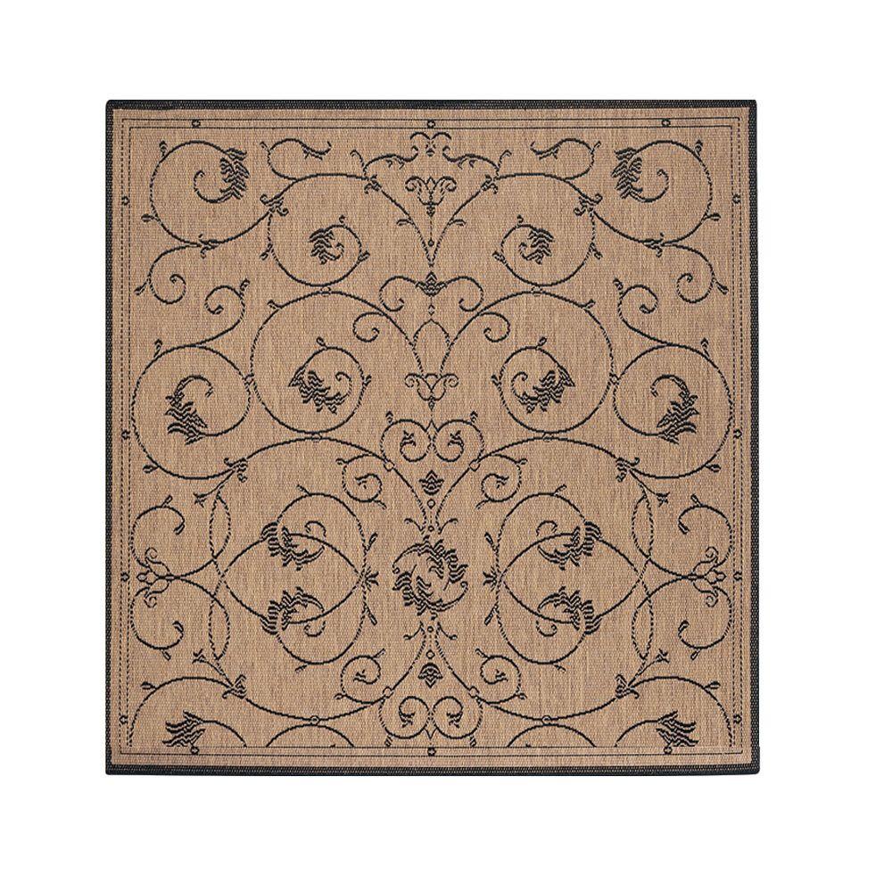 Square 7 And Larger Brown Outdoor Rugs The Home Depot Tendril Cocoa 8 Ft 6 In Square Area Rug