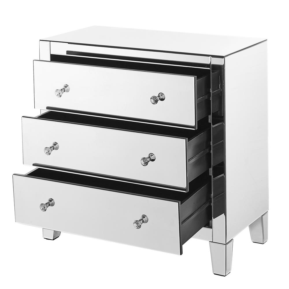 Rhodes 32 In 3 Drawers Clear Finish Dresser With Rectangle Mirror 4