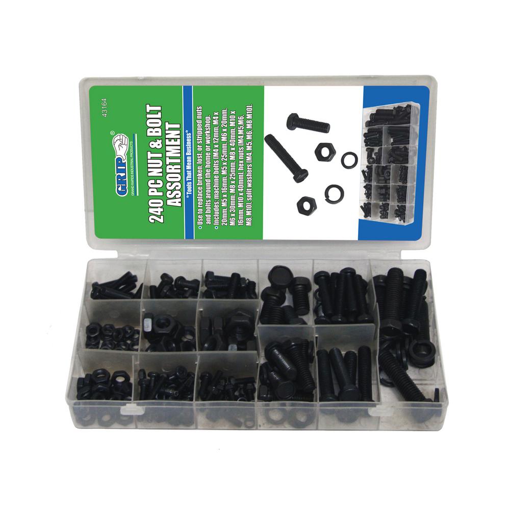 Grand Rapids Industrial Products Grip Nut and Bolt Assortment - 240 pc by Grand Rapids Industrial Products