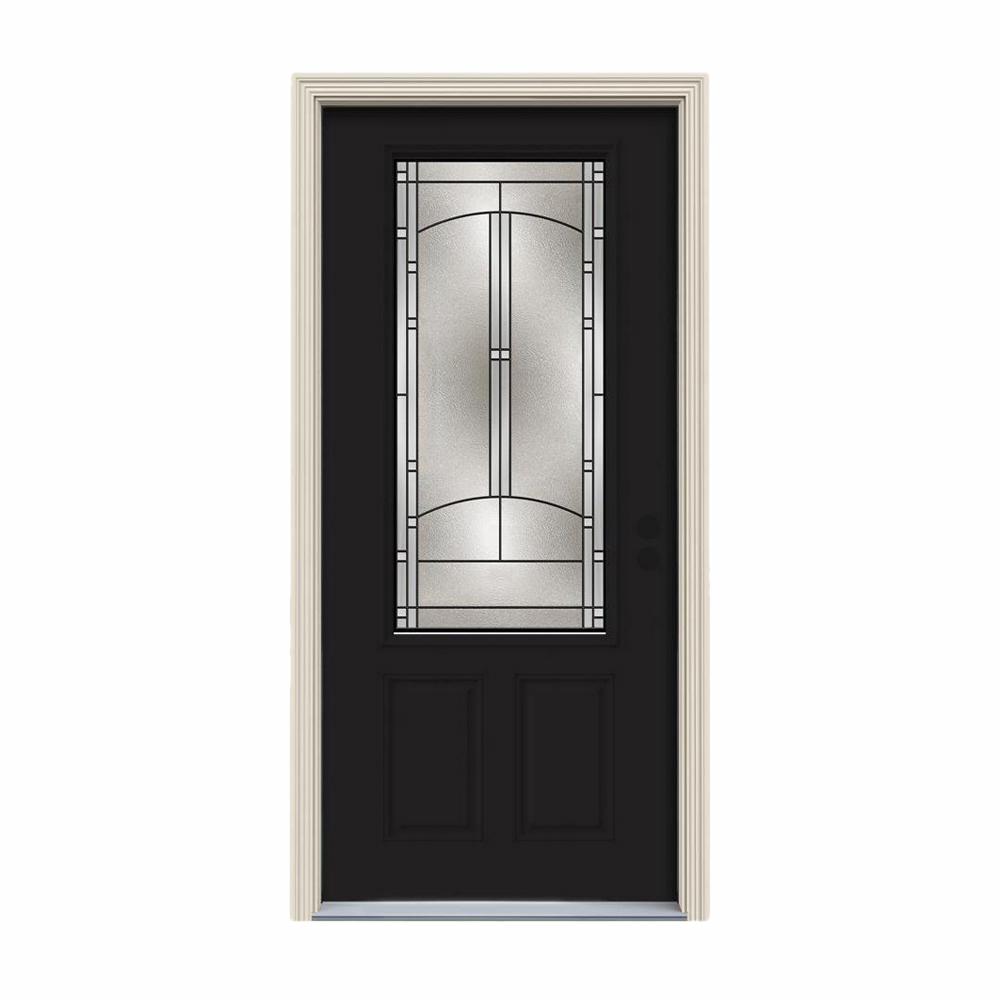 Jeld Wen 36 In X 80 In 3 4 Lite Idlewild Black Painted Steel