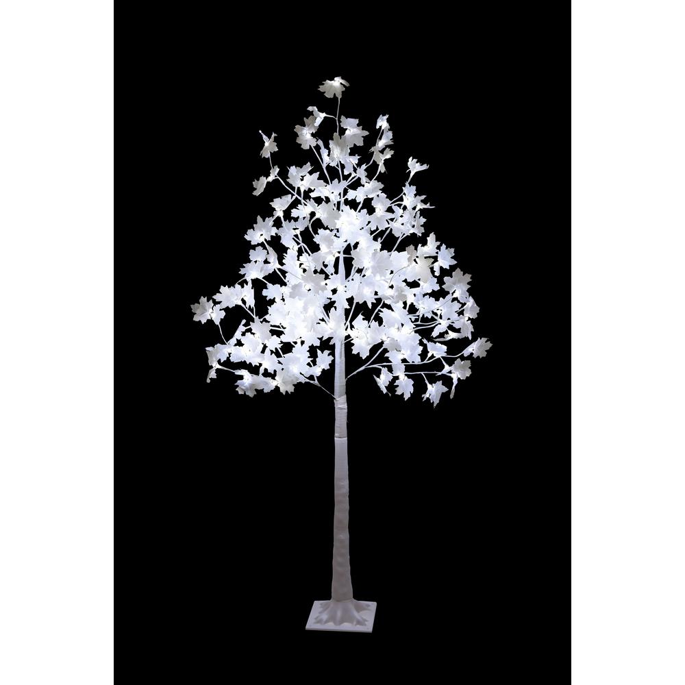 Lightshare 5 5 Ft Pre Lit Maple Tree With White Leaves And 1 Warm White And Clear White Lights Ssfys6ft The Home Depot