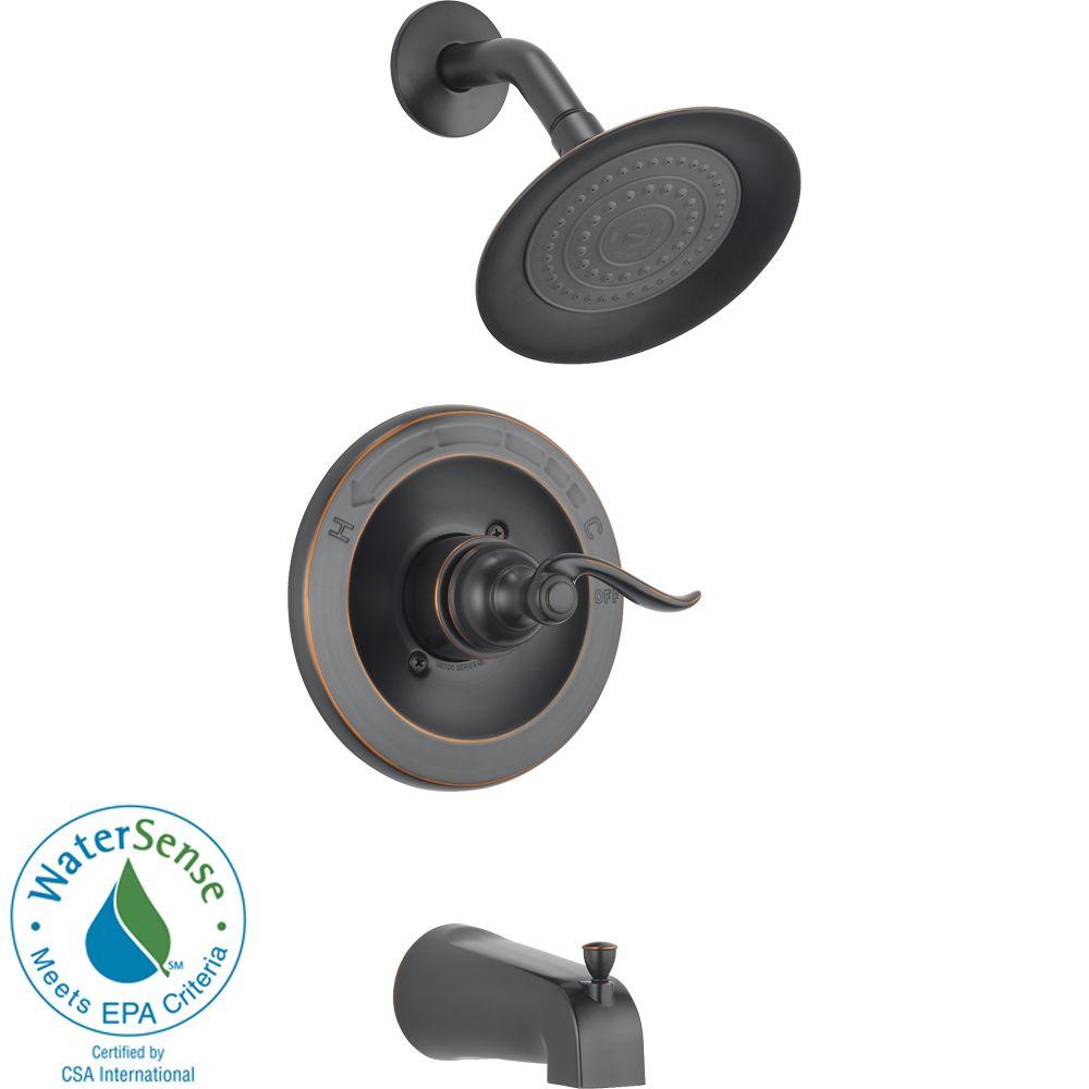 Delta Traditional Single Handle Tub And Shower In Oil Rubbed Bronze   Oil Rubbed Bronze Delta Bathtub Shower Faucet Combos 144996 Ob 64 145 