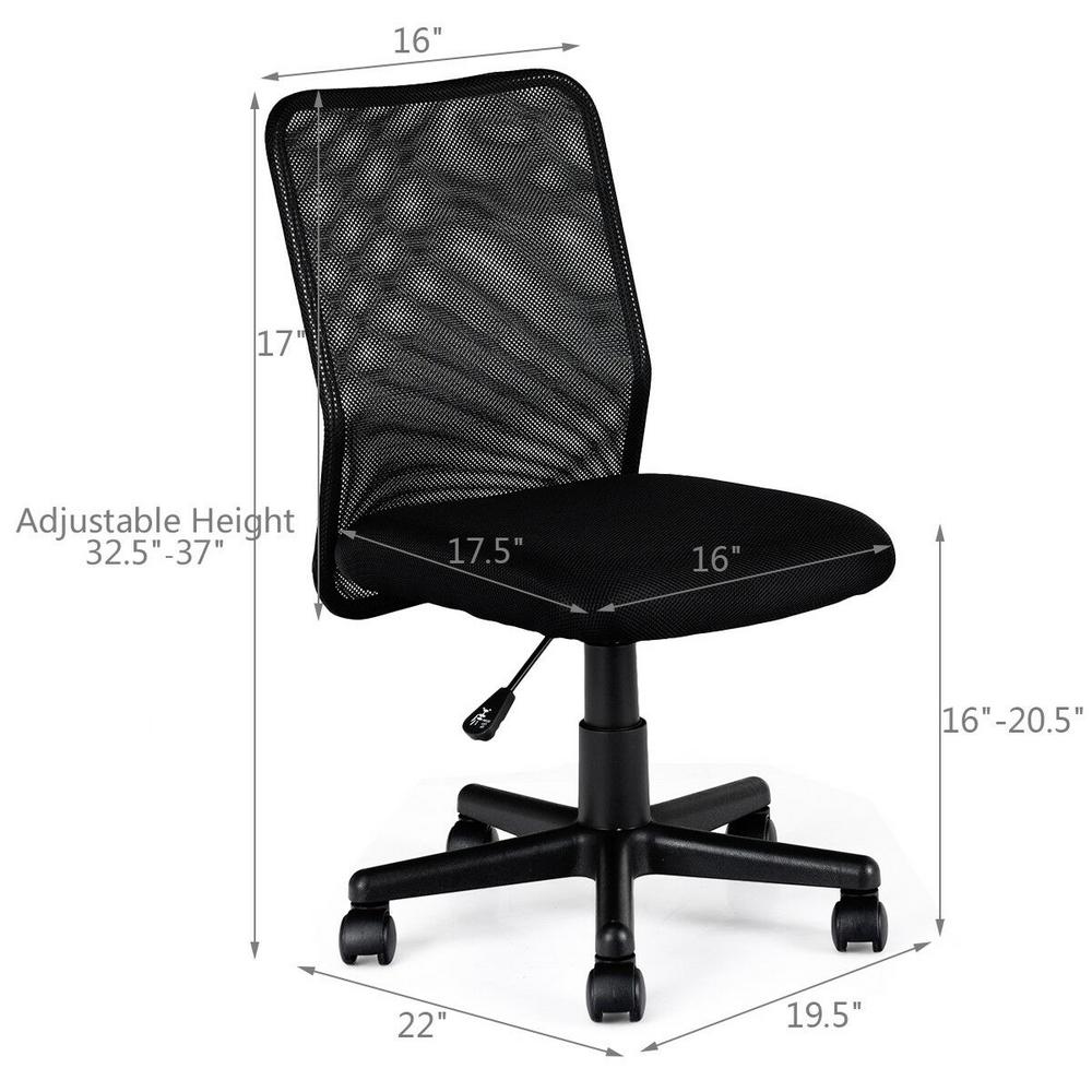 Costway New Black Mid Back Adjustable Ergonomic Mesh Swivel