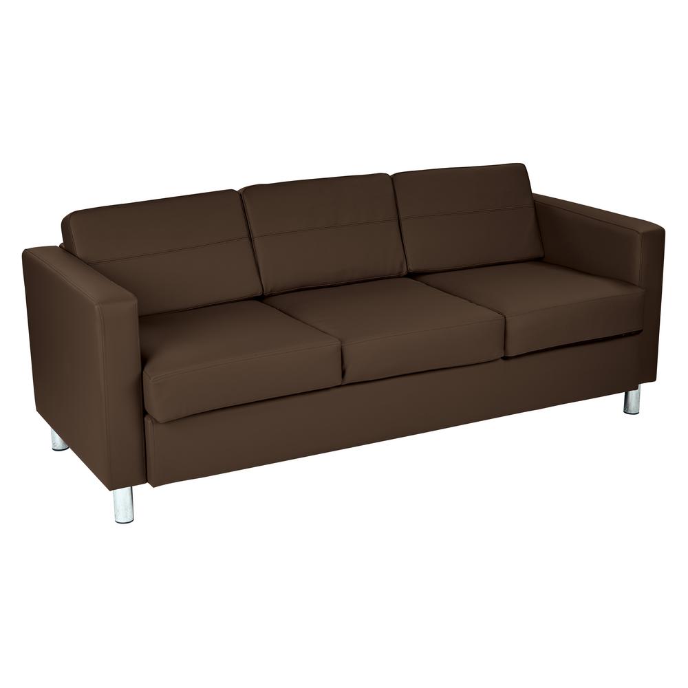 Osp Home Furnishings Pacific Dillon Java Vinyl Sofa Couch With Box Pacific Dillon Java Vinyl Sofa Couch