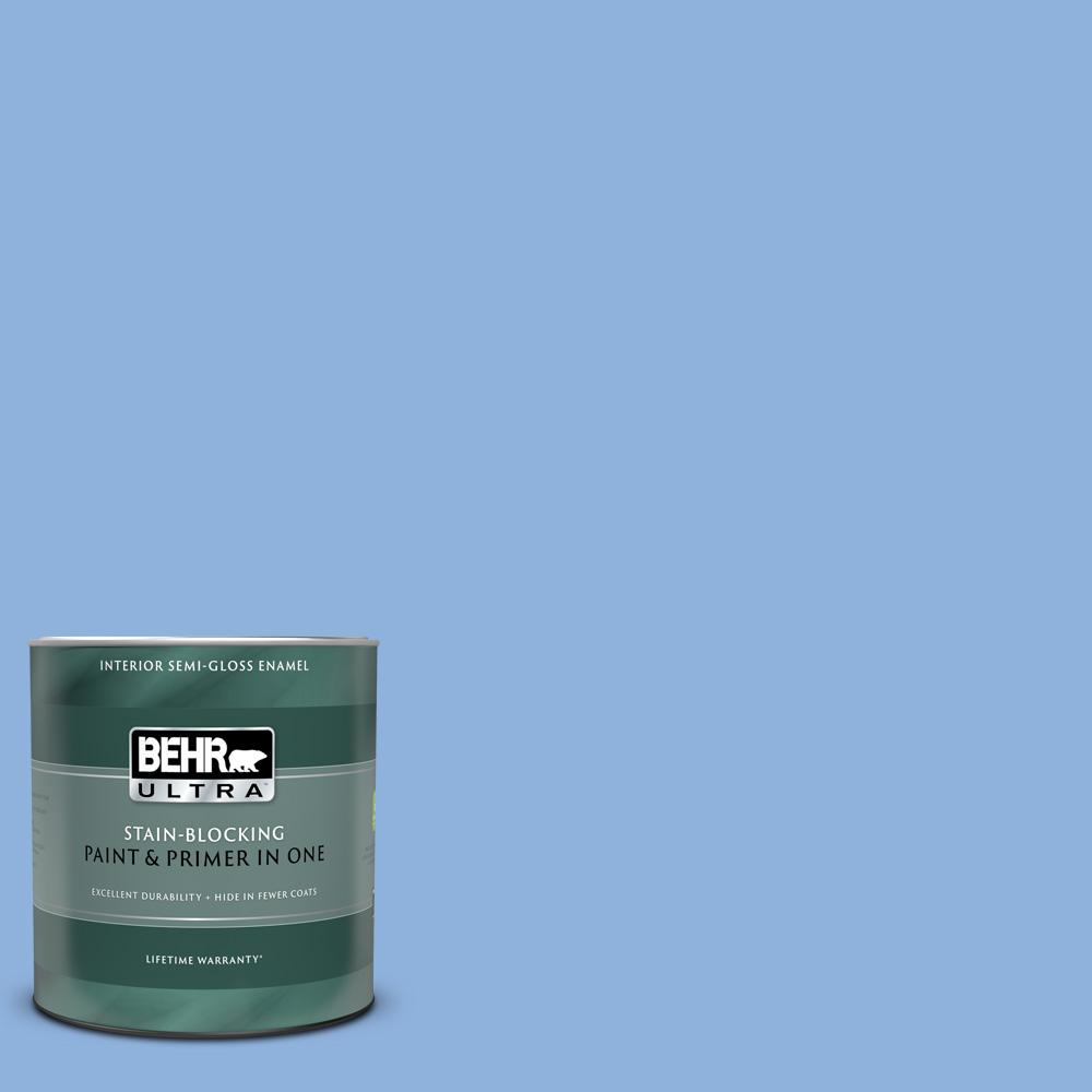 BEHR ULTRA 1 qt. 580B5 Cornflower Blue SemiGloss Enamel Interior Paint and Primer in One