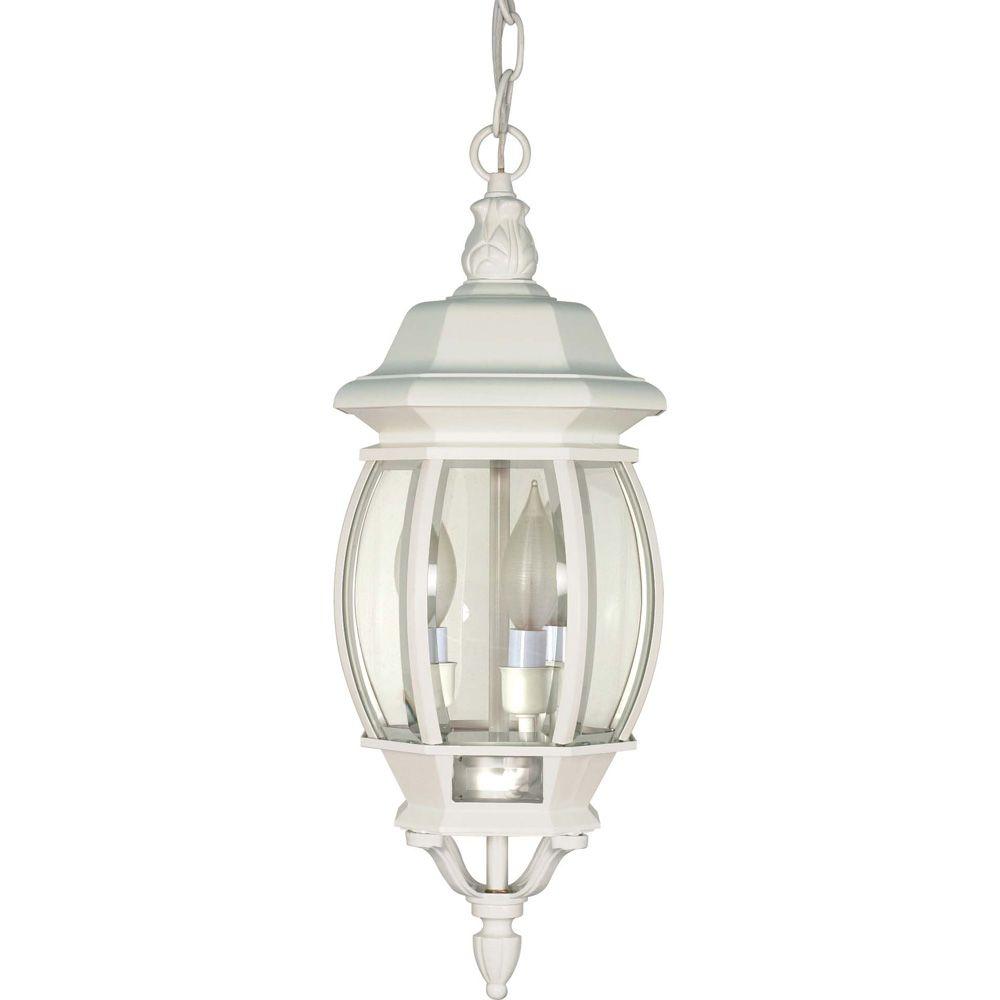 White Outdoor Hanging Lights Ceiling Lighting The Home 3 Light Outdoor White Hanging Lantern With Clear Beveled Glass