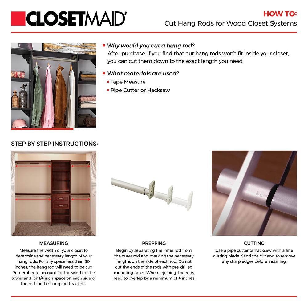 Closetmaid Style 18 In Satin Nickel Corner Closet Rod 2178 The Home Depot