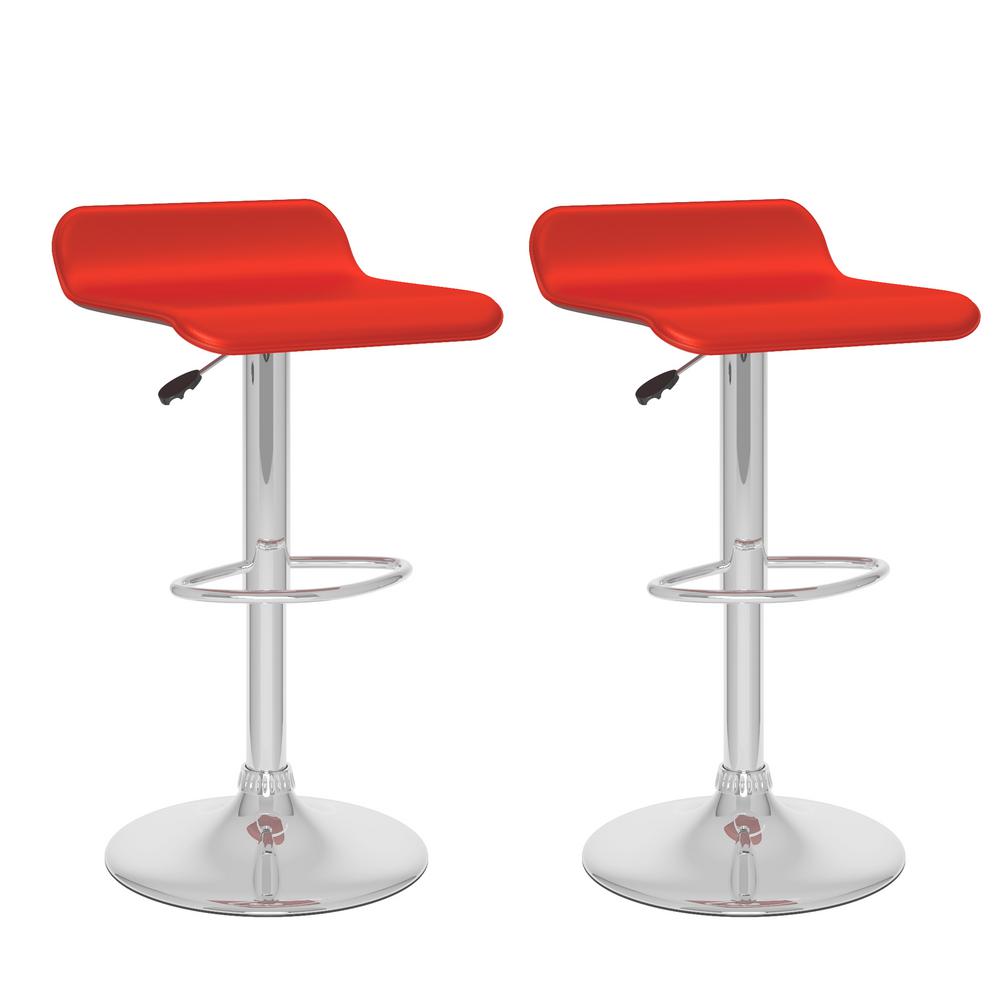 Low Back Red 2 Bar Stools Kitchen Dining Room Furniture Adjule Height Red Leatherette Swivel Bar Stool With Curved Seat Set Of 2