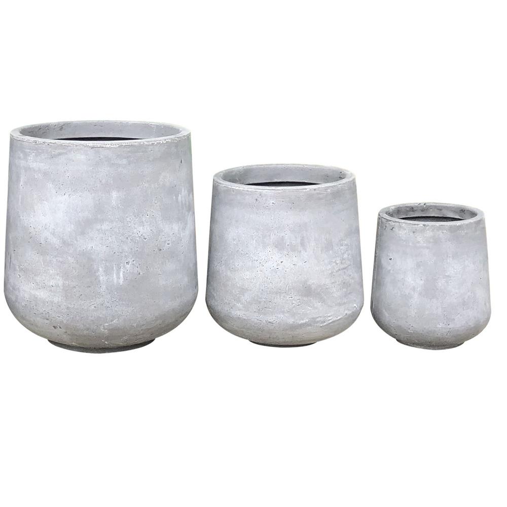 Kante Set of 3 Lightweight Footed Tulip Outdoor Planter - Rosemead Home & Garden, Inc