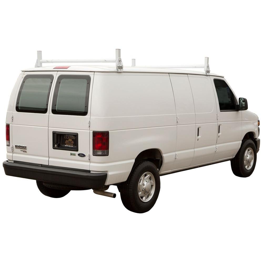 2008 /& Newer Ford E-Series Van Heavy Duty Steel 2 Support Ladder Rack White