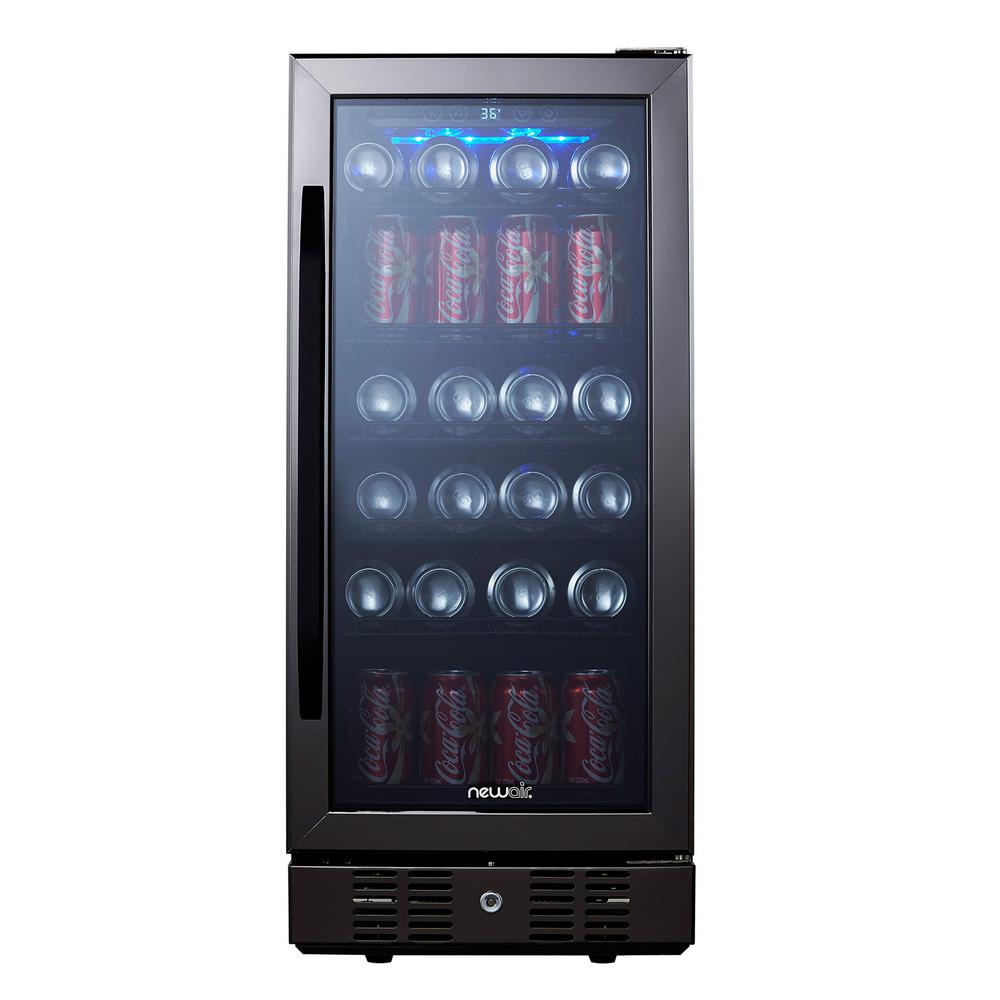 NewAir Compact 14.88 in. 96 (oz.) Can Built In Beverage Cooler in Black Stainless Steel
