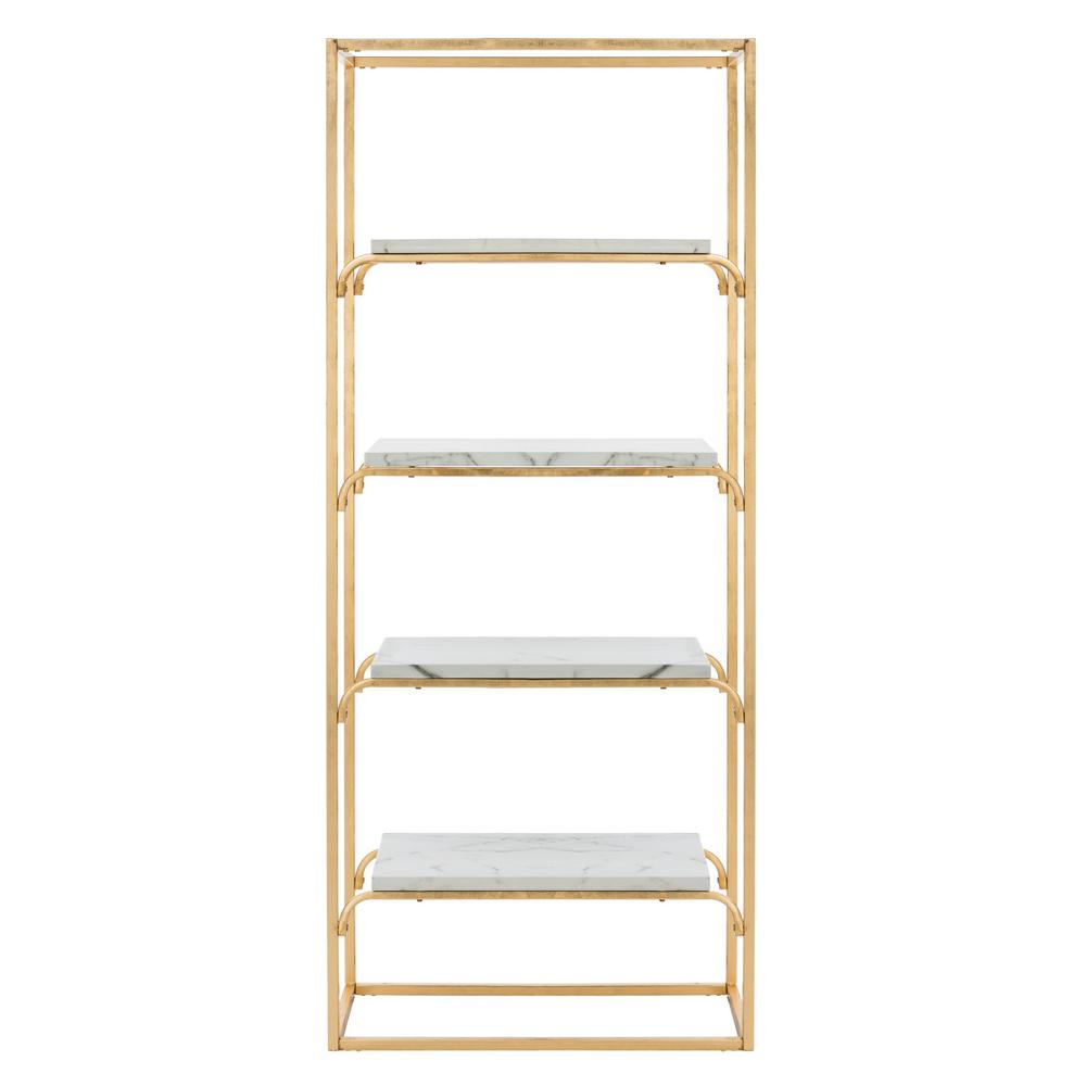 Safavieh 72 In Gold White Metal 4 Shelf Etagere Bookcase With
