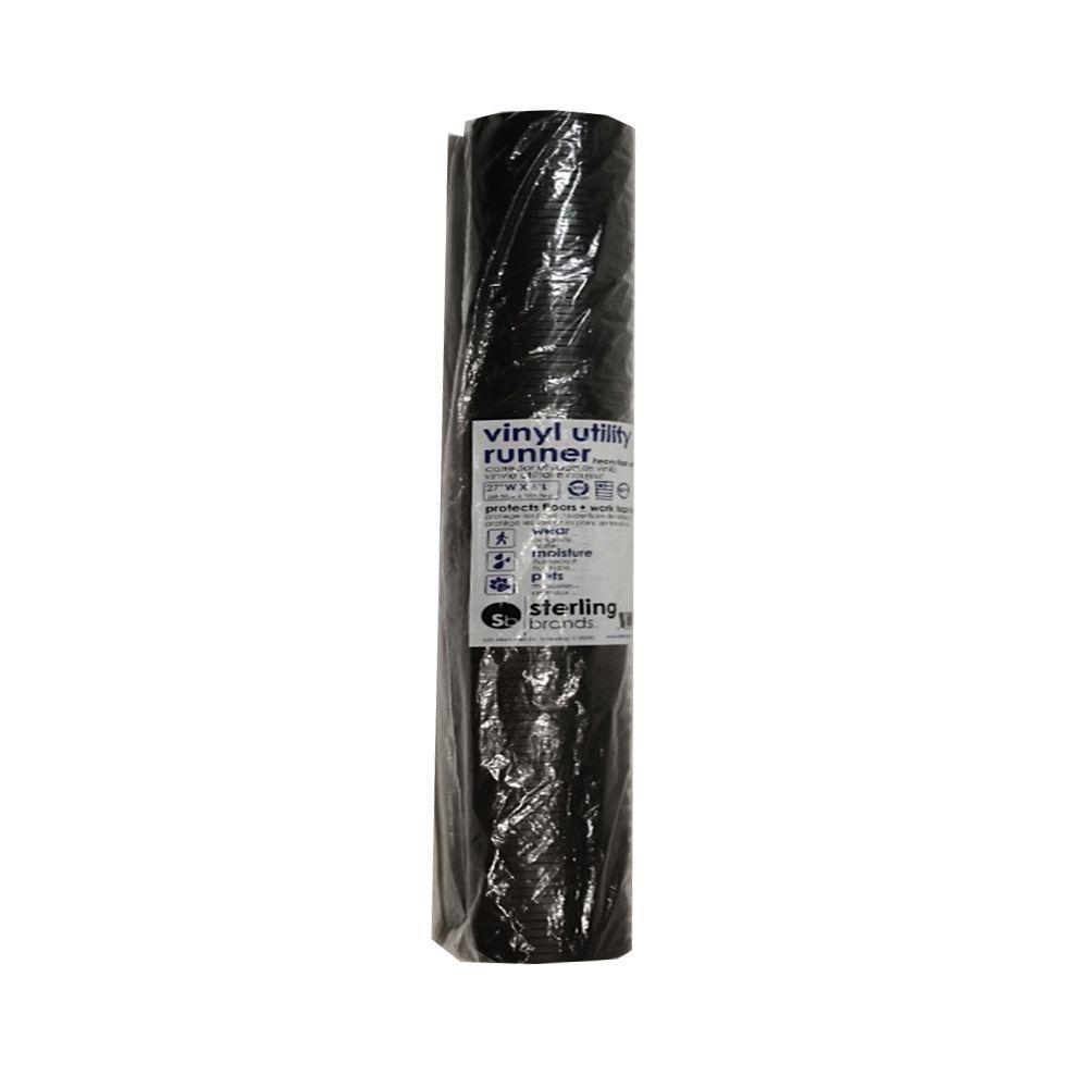 Sterling Brands Wide Rib Black 2 Ft X 6 Ft Exact Length Vinyl Runner Rug 6320024 The Home Depot