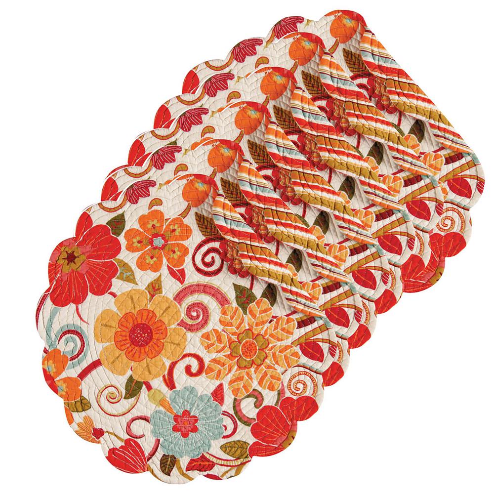 C F Home Gie Orange Round Placemat Set Of 6 862601662s6 C F Home Gie Orange Round Placemat Set Of 6