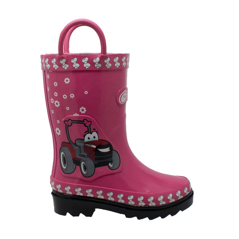 Case Ih Girls Toddler Size 8 Pink Rubber 3d Fern Farmall Rain