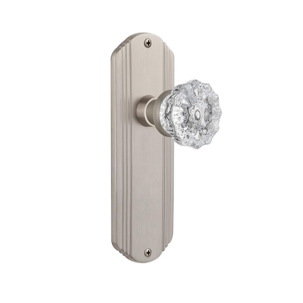 Nostalgic Warehouse Deco Plate 23/4 in. Backset Satin Nickel Privacy