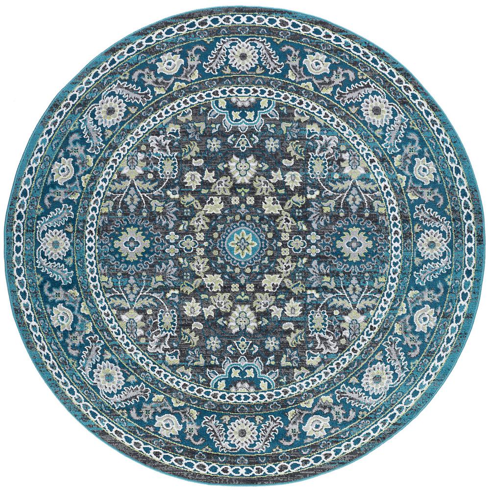 Tayse Rugs Milan Aqua 5 ft. x 5 ft. Round Area RugMLN4419 6RND The Home Depot