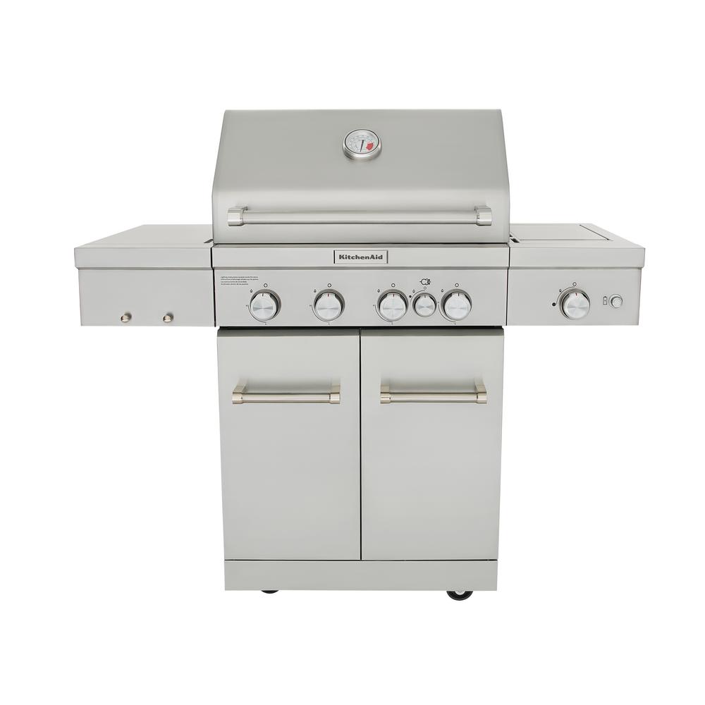 Nexgrill 4 Burner Propane Gas Grill In Stainless Steel With Side 4 Burner Propane Gas Grill In Stainless Steel With Ceramic Searing Side And Rotisserie