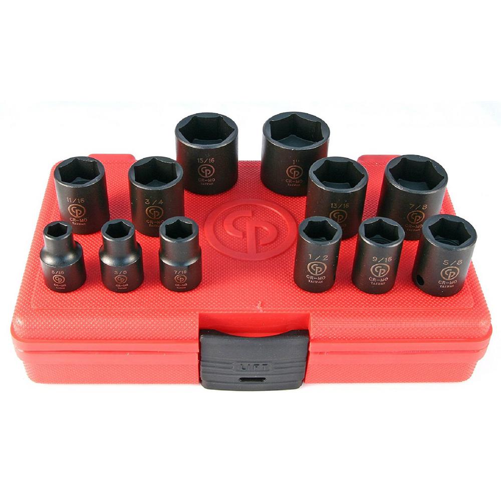 Chicago Pneumatic 3/8 in. Drive SAE Impact Socket Set (12-Piece ...