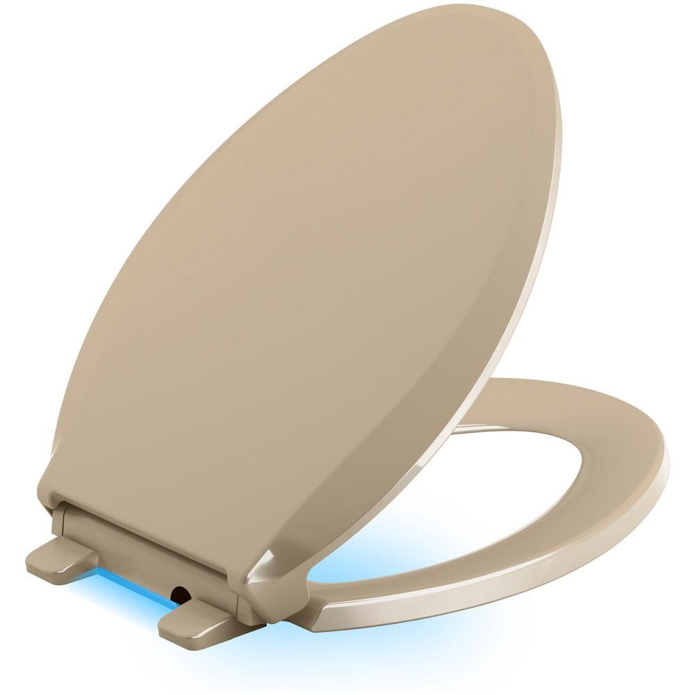 KOHLER Cachet LED Nightlight Elongated Quiet Closed Front Toilet Seat ...