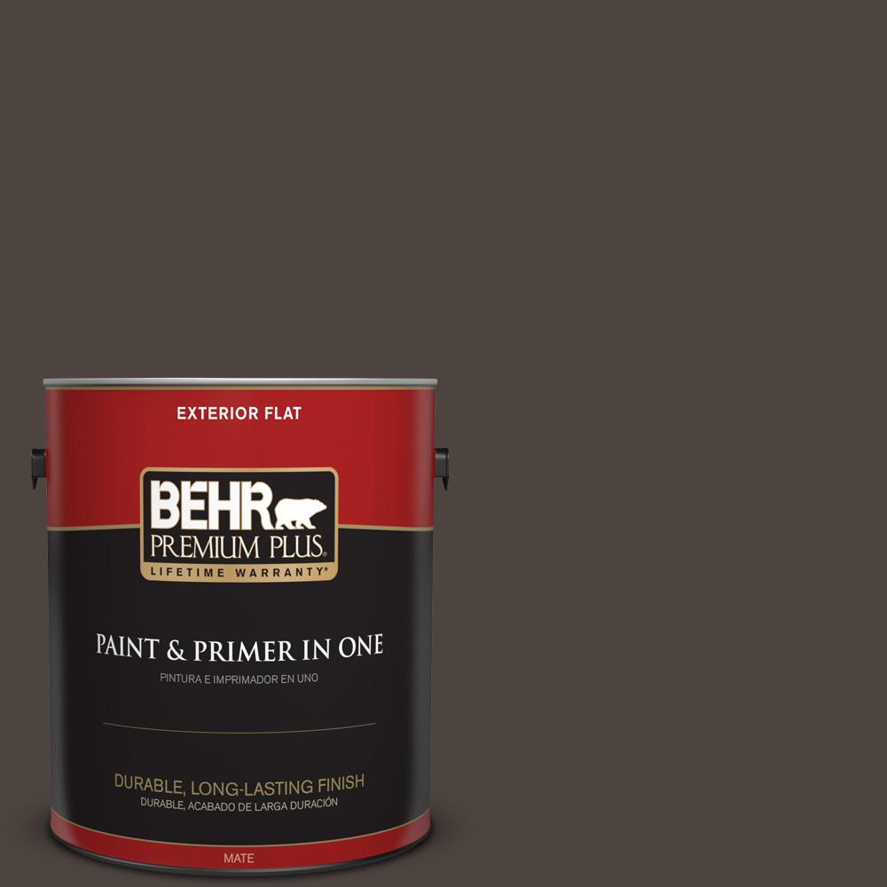 Behr Premium Plus 1 Gal Ppu5 01 Espresso Beans Flat Exterior Paint Ppu5 01 Espresso Beans Flat Exterior Paint And Primer In One