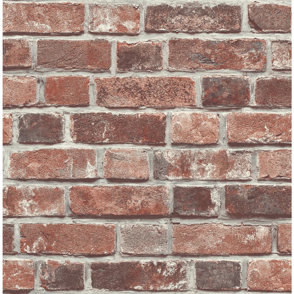 NextWall Distressed Red Brick Peel and Stick Wallpaper-NW31700 - The