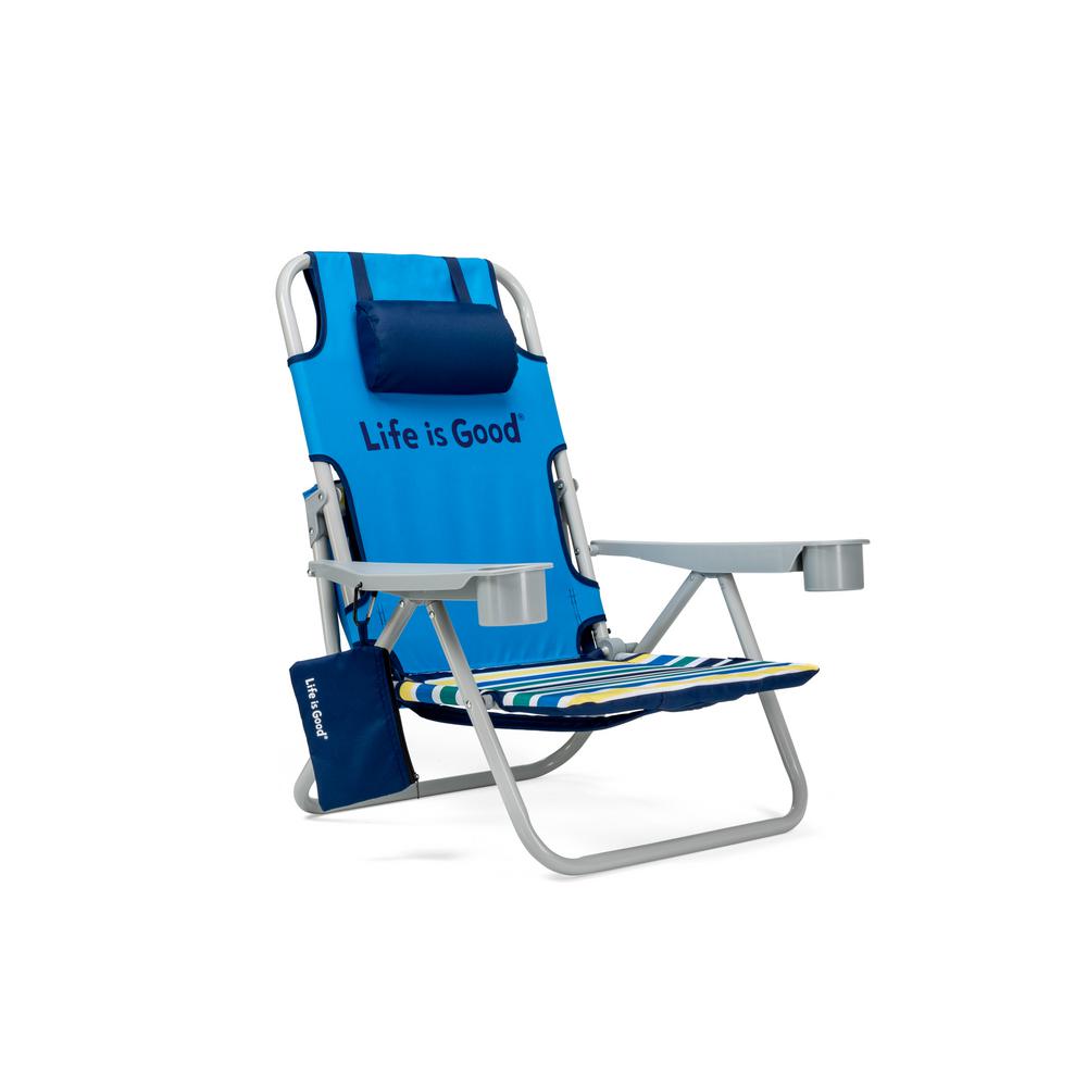 Life Is Good Jake Blue Aluminum Folding and Reclining Beach Chair
