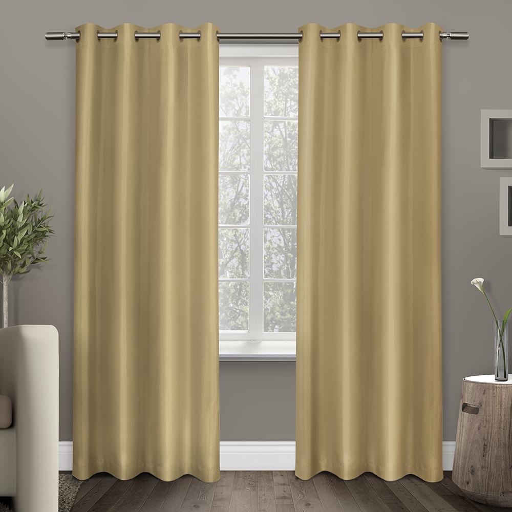 Shantung Teal Faux Silk Thermal Grommet Top Window Curtain Eh7922