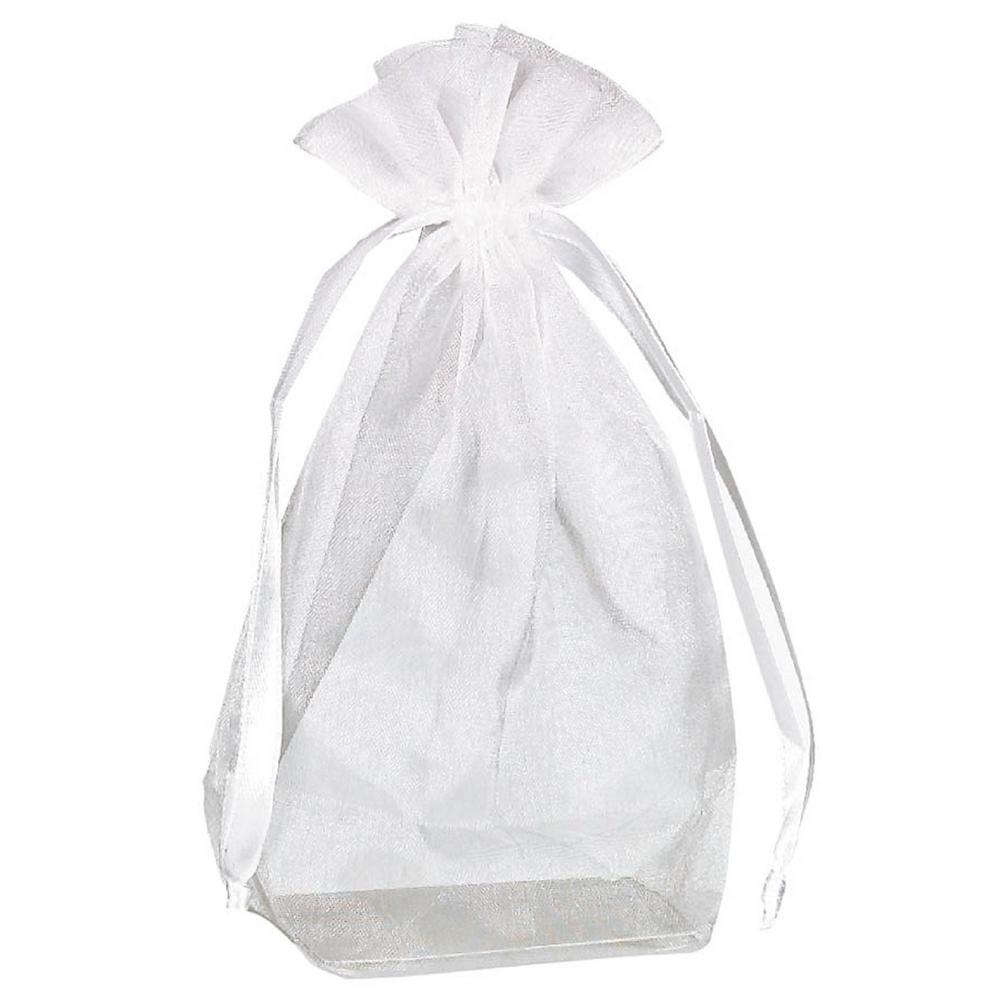 Amscan 4 In H X 5 D Everyday White Organza Bags With Flat D Everyday White Organza Bags With Flat