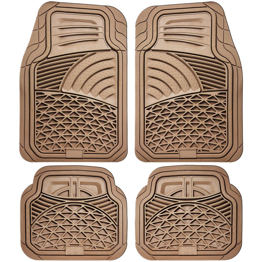 OxGord Beige 4Piece Set Tactical Heavy Duty Rubber Floor MatsFMPV04A