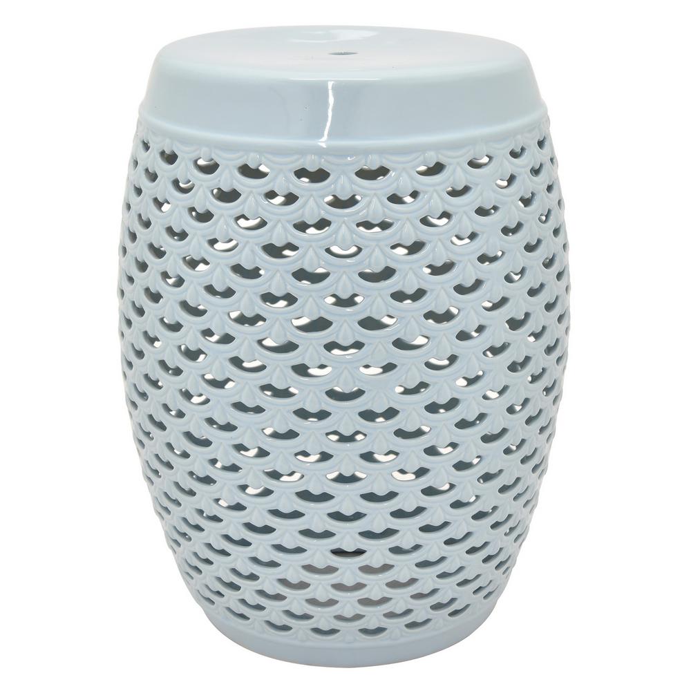 Three Hands 18 In Light Blue Ceramic Garden Stool 45802 The